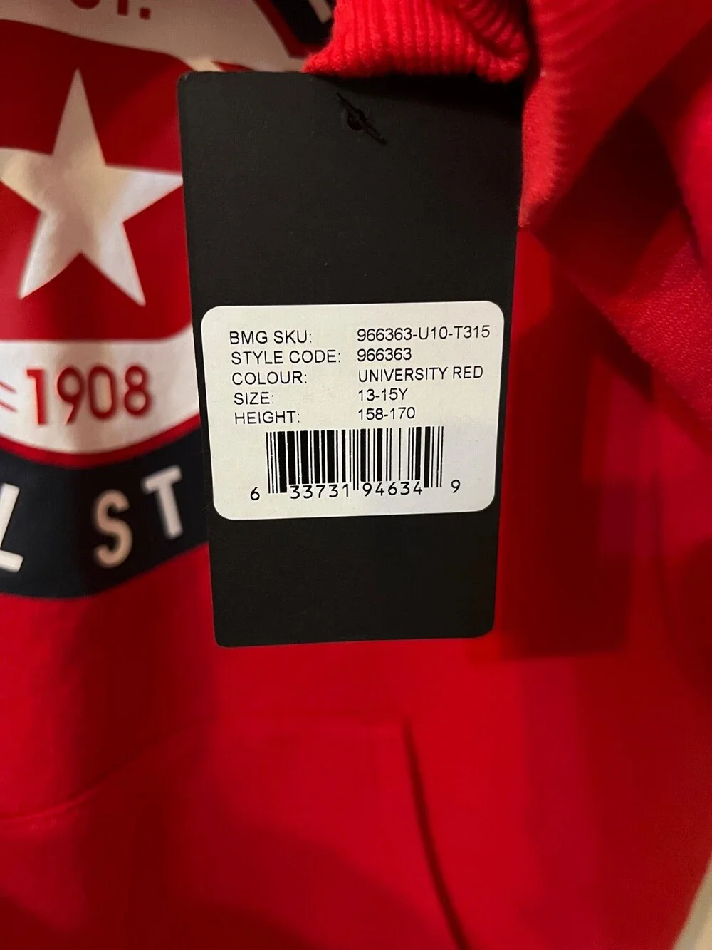 Converse All Star Logo Youth Size XL Sweatshirt University Red (NEW with Tags)